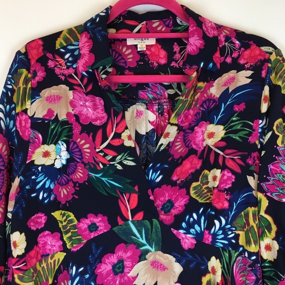 Umgee | Navy Pink Floral Hi Lo Swing Dress M - Picture 3 of 8